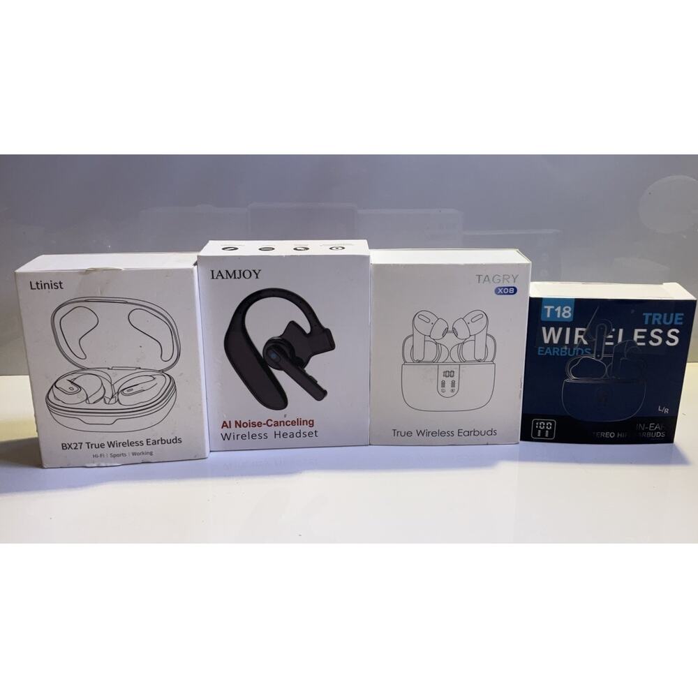 Lot of 4 Wireless Earbuds Tagry IAMJOY New Open Box